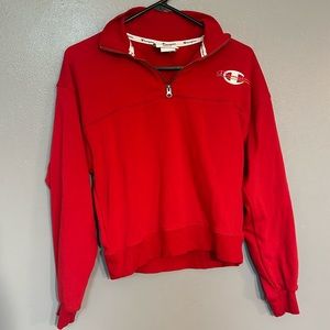 Worn ONCE!  Champion RED 1/4 zip sweatshirt size XS